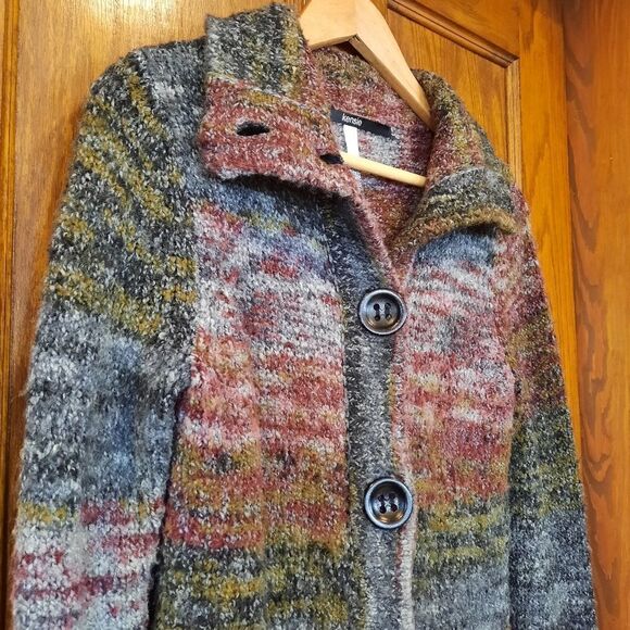 Kensie Sweater Coat Long Striped - Picture 2 of 14